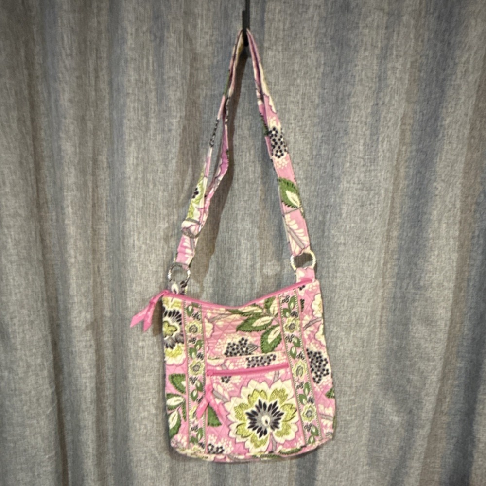 Vera Bradley Floral Quilted Shoulder Bag with Adjustable Strap and Zipper Accent